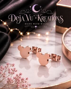 Rose Gold Stainless Steel Mickey Mouse Silhouette Stud Earrings